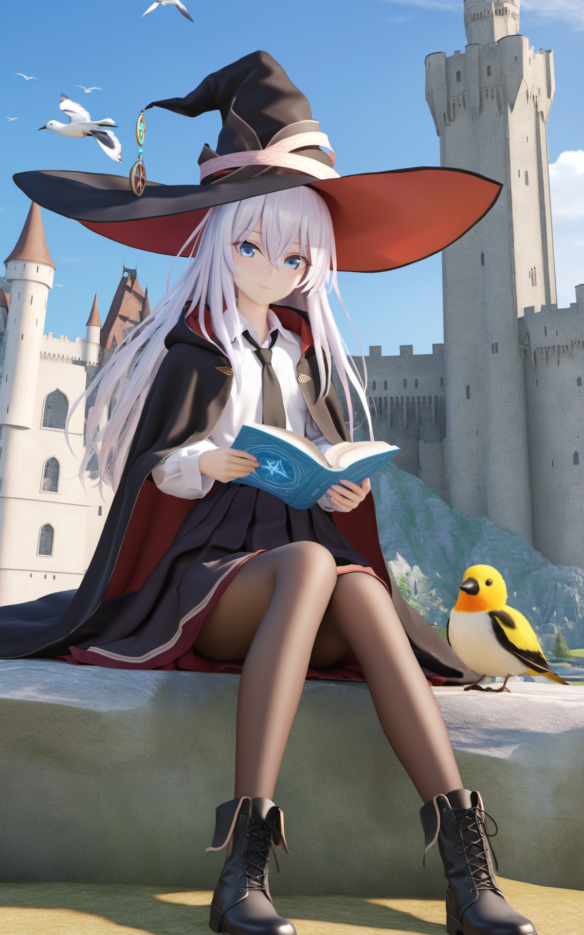 29170516-997893479-(masterpiece),(best quality),artist键摄-铸焊锻轧冲压中,1girl,solo,elaina (majo no tabitabi),hat,blue eyes,witch hat,long hair,sitting,ski.png